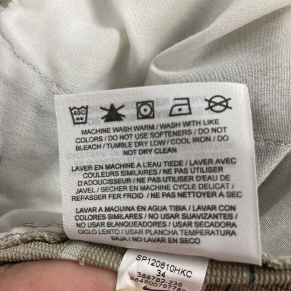 Nike Golf Shorts Mens SZ 34 Plaid Flat Front Performance Dri Fit Chino Tan Blue - Picture 10 of 12